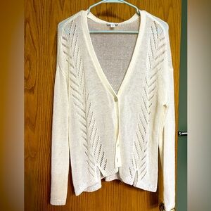 Cream knit cardigan. Has a small snag in the shoulder ( see pic)